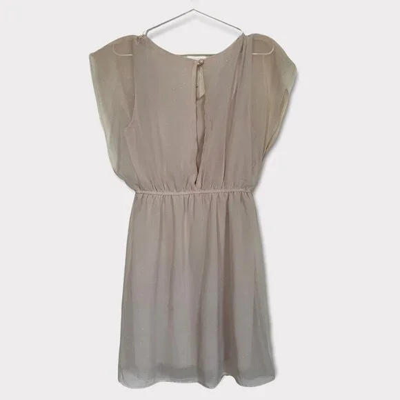 Francesca's Light Pink Dress Size Medium Sheer Sparkle Shimmer - Picture 3 of 9